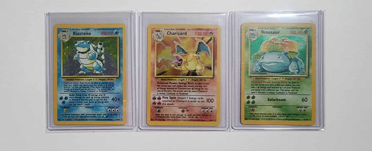 Base Pokemon trio Charizard, Venusaur, Blastoise in NM/M condition